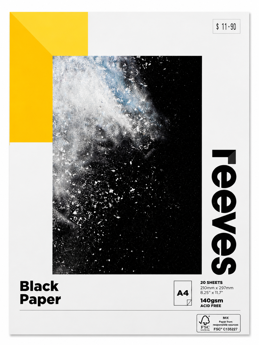 Reeves Black Paper Pad A4 140gsm 20 Sheets