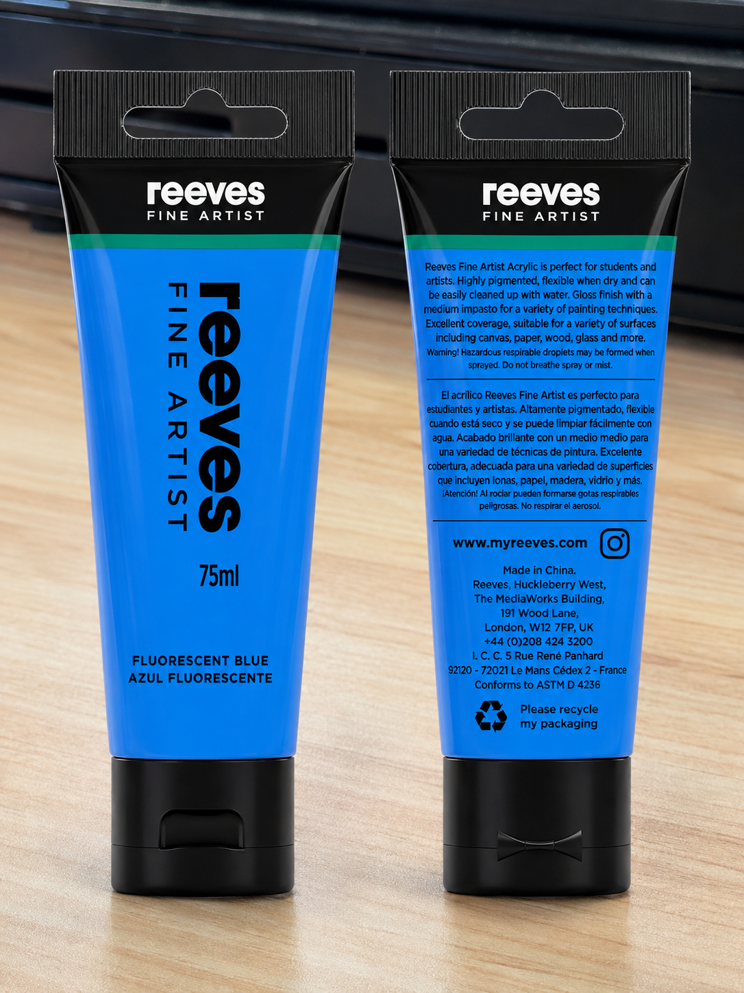 Reeves Acrylic Paint 75ml Fluorescent Blue