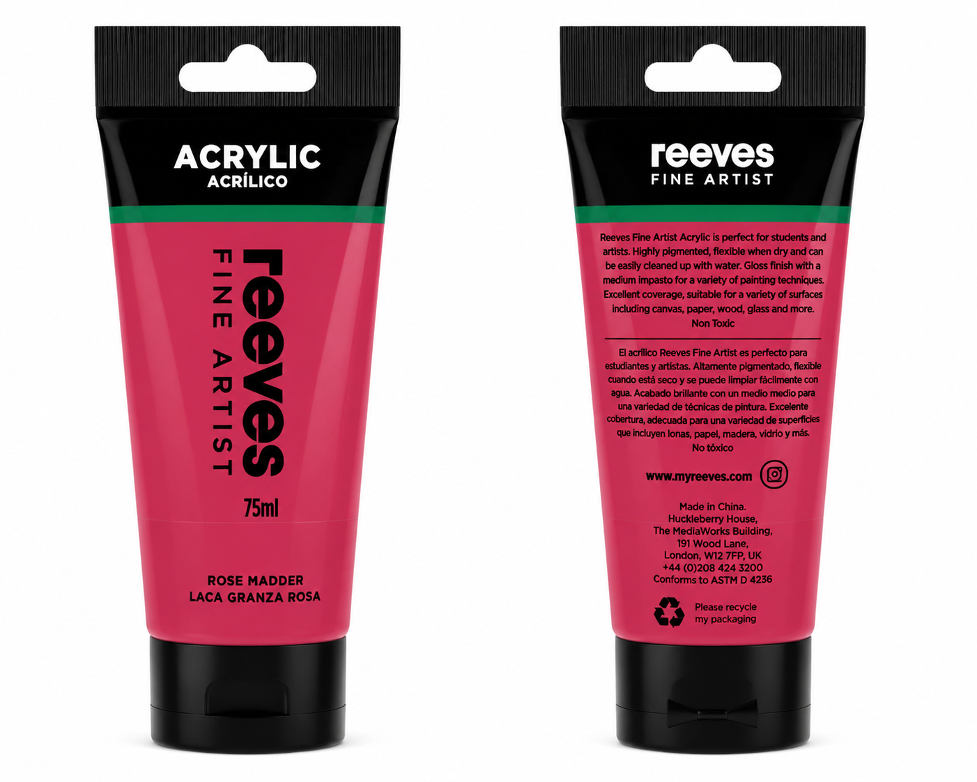 Reeves Acrylic Paint 75ml Rose Madder