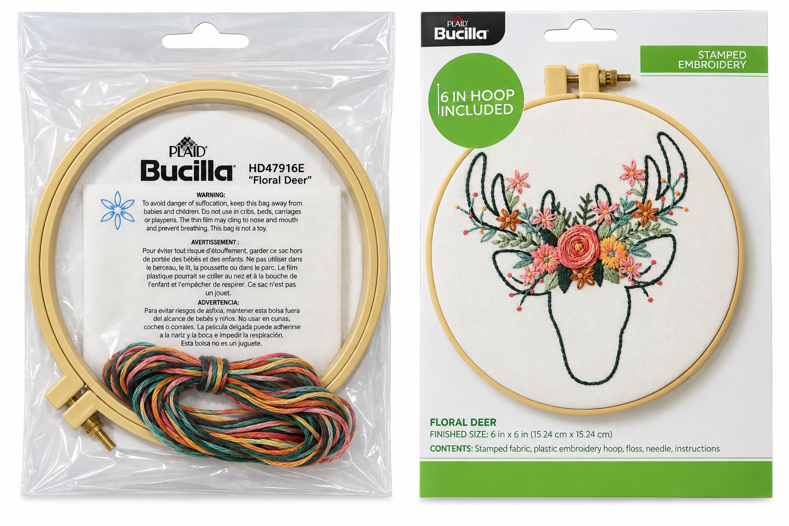 Bucilla Stamped Embroidery Kit 6in - Floral Deer