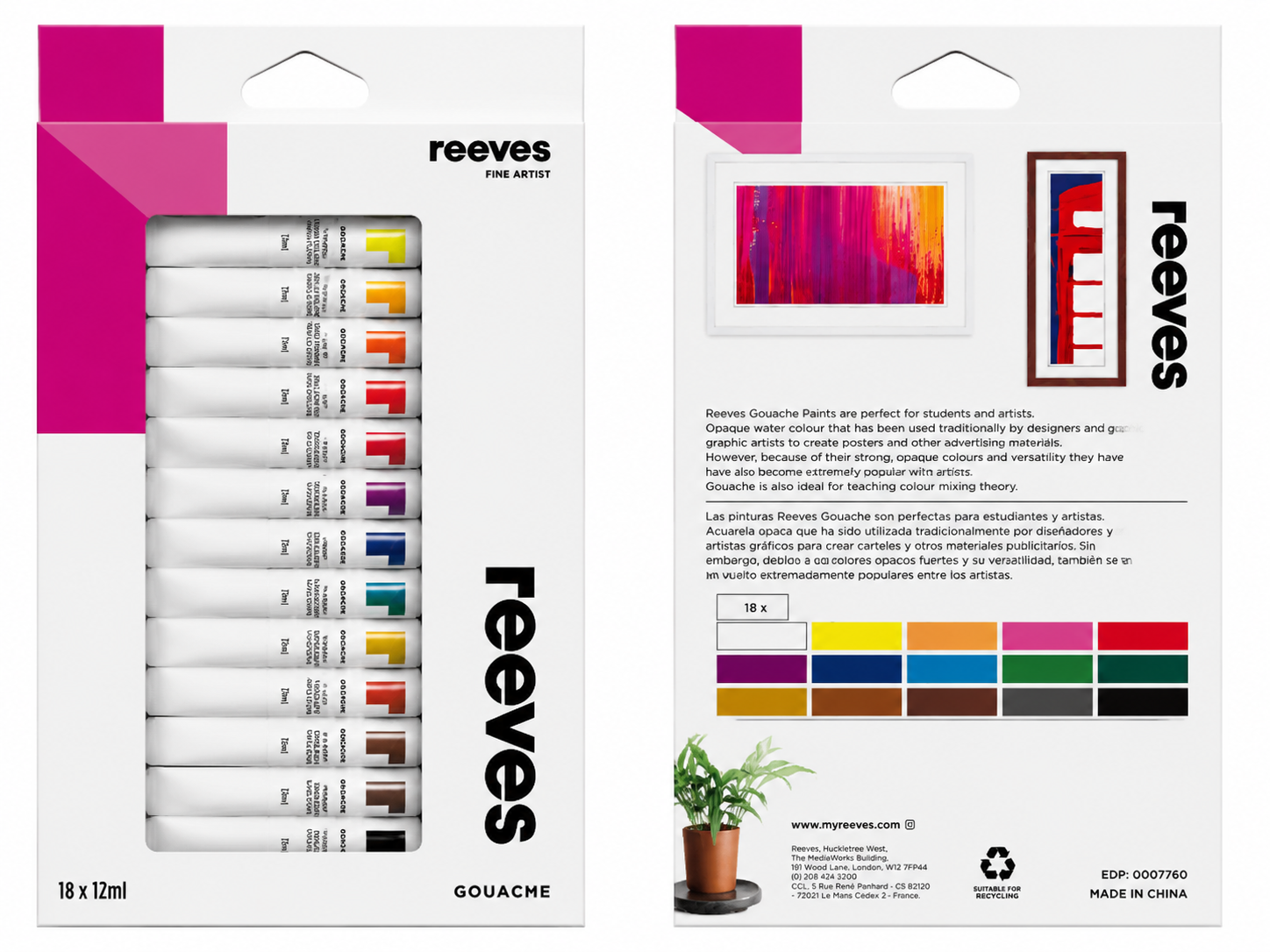 Reeves Gouache Paint Set 18*12ml