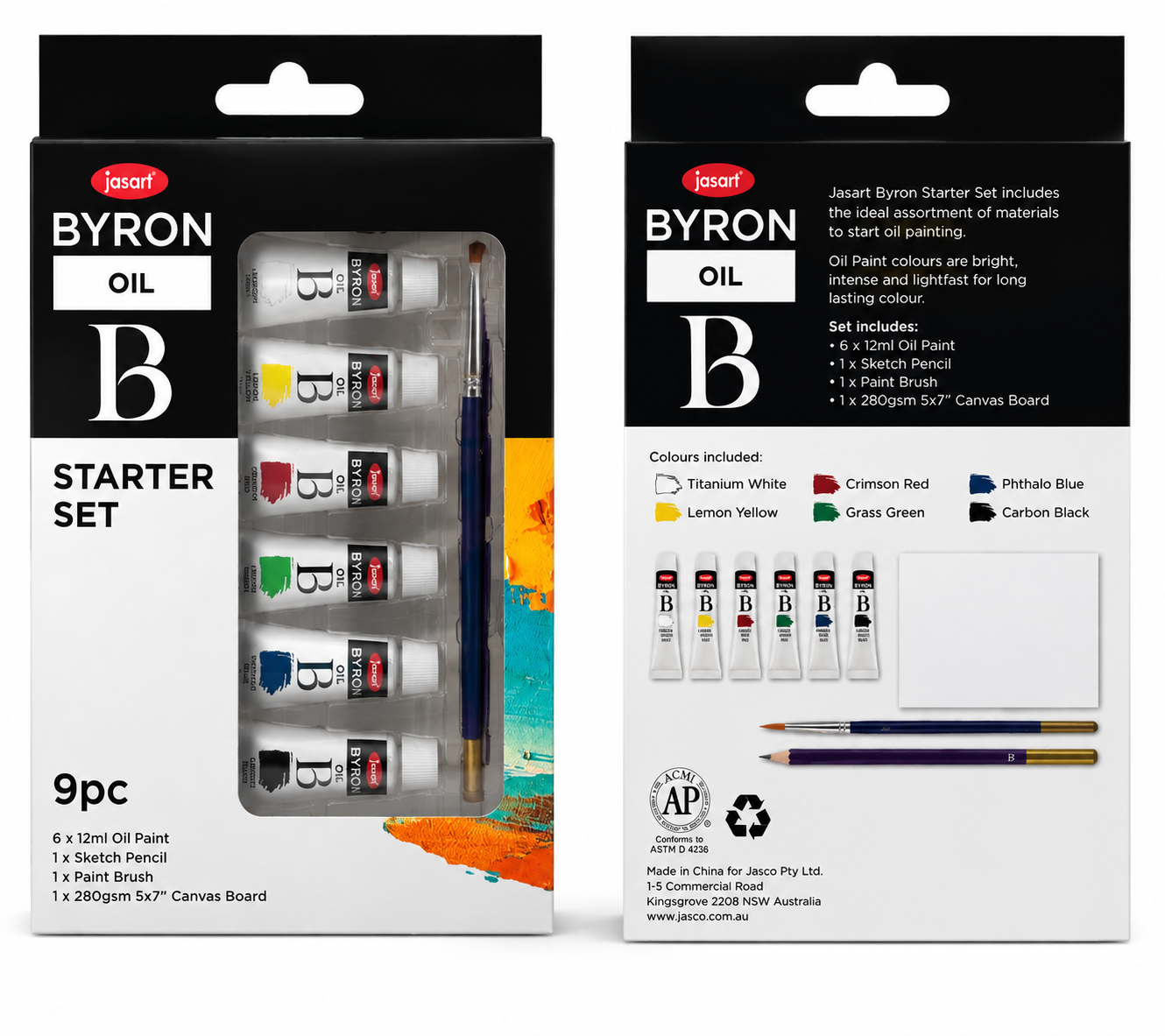 Jasart Byron Oil Paint Starter Set 9pc