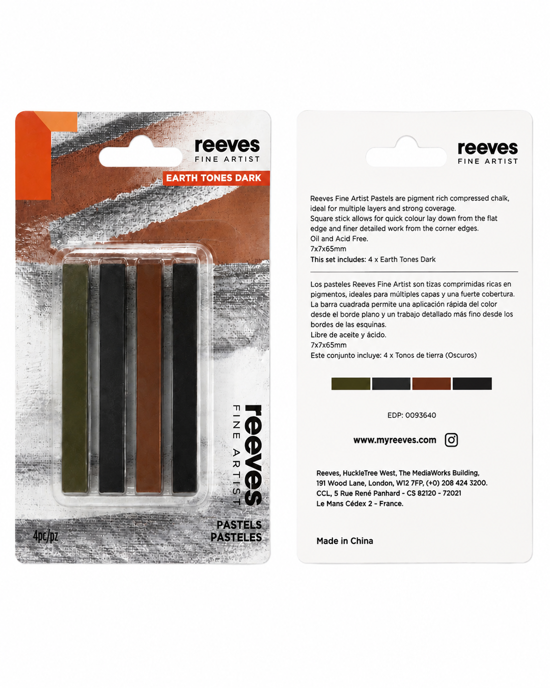 Reeves Chalk Pastels Earth Tones Dark 4 Pack