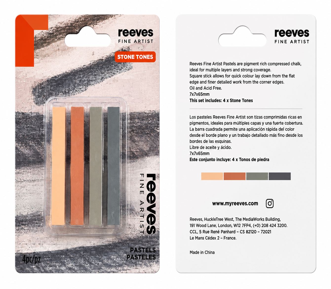 Reeves Chalk Pastels Stone Tones 4 Pack