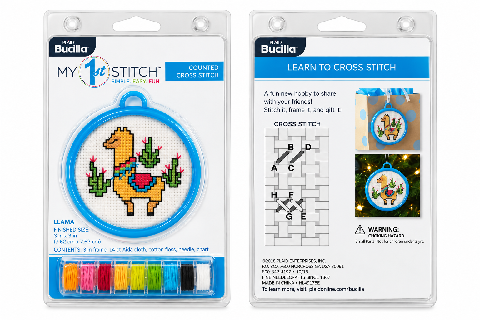 Bucilla My 1st Stitch Counted Cross Stitch Kit 3in - Llama