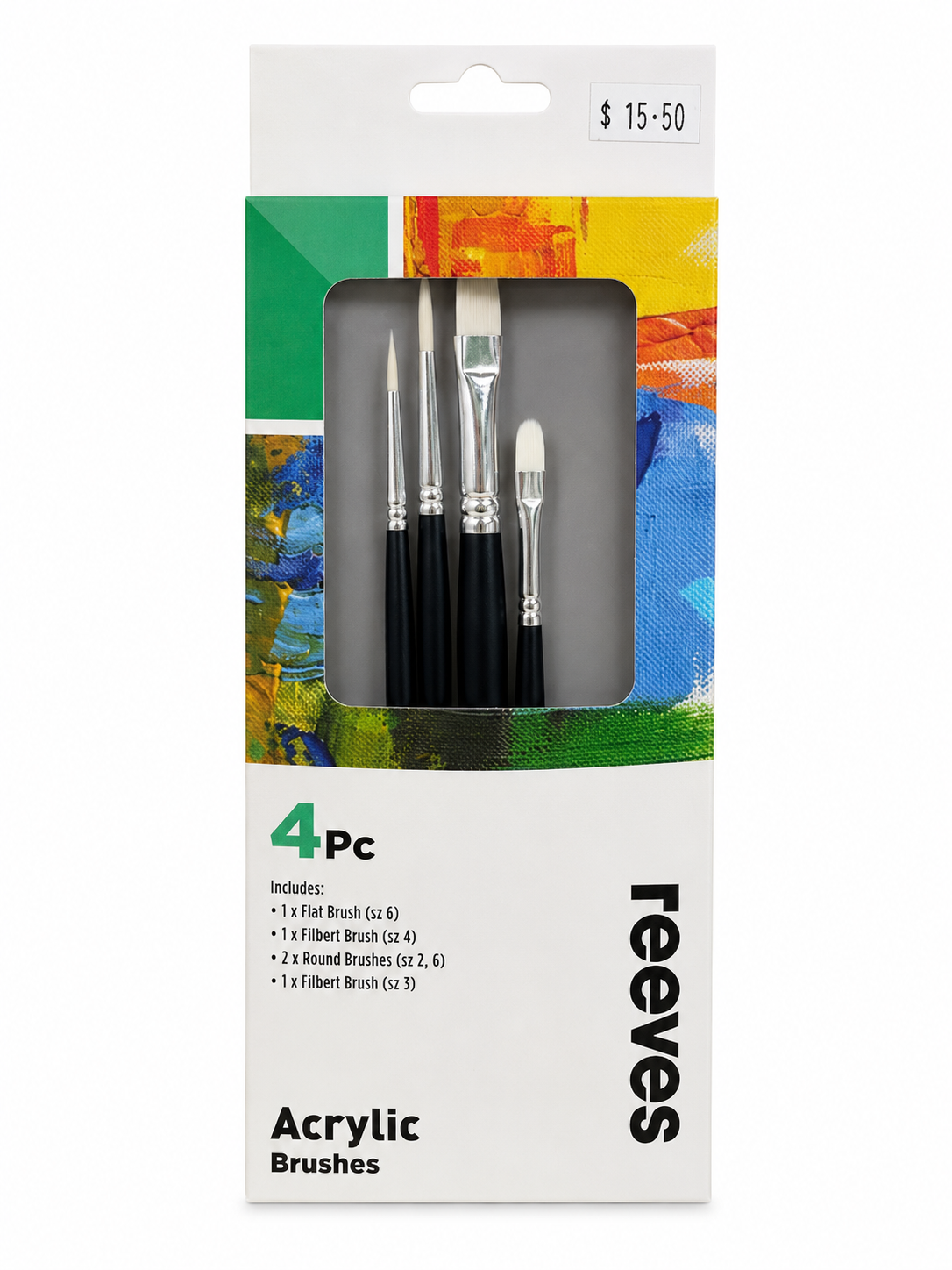 Reeves Acrylic Brushes 4 Piece
