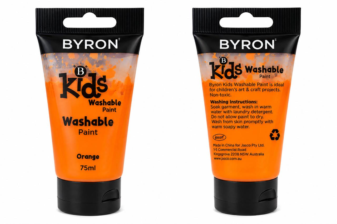 BYRON Kids Washable Paint 75ml Orange