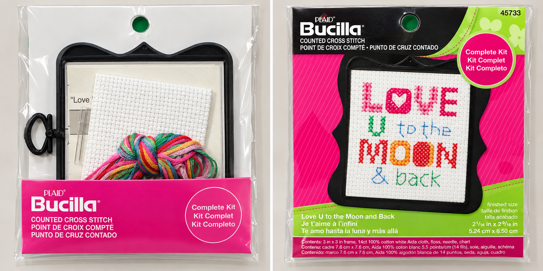 Bucilla Love U to the Moon and Back Counted Cross Stitch Kit 3in