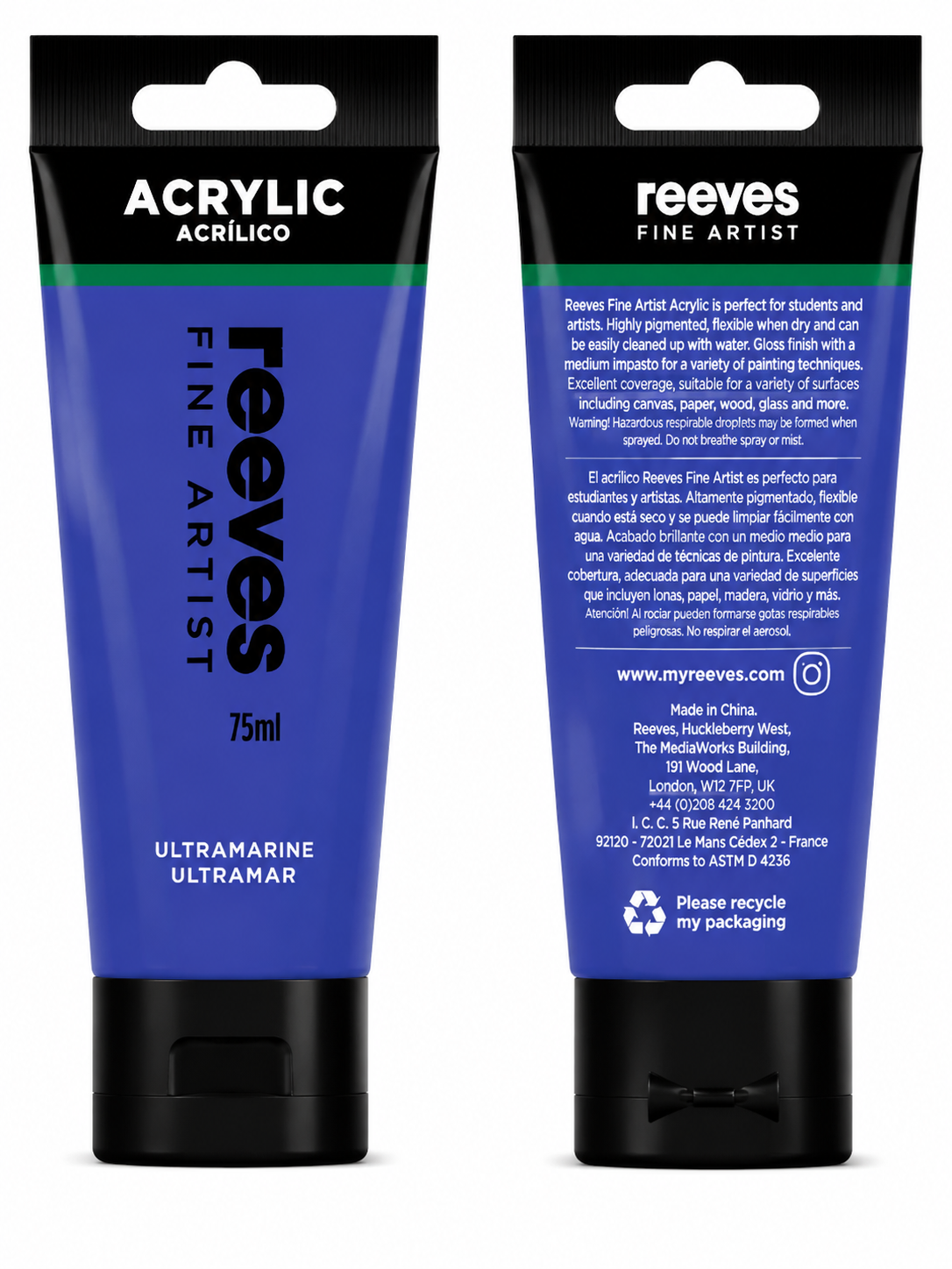 Reeves Acrylic Paint 75ml UltraMarine