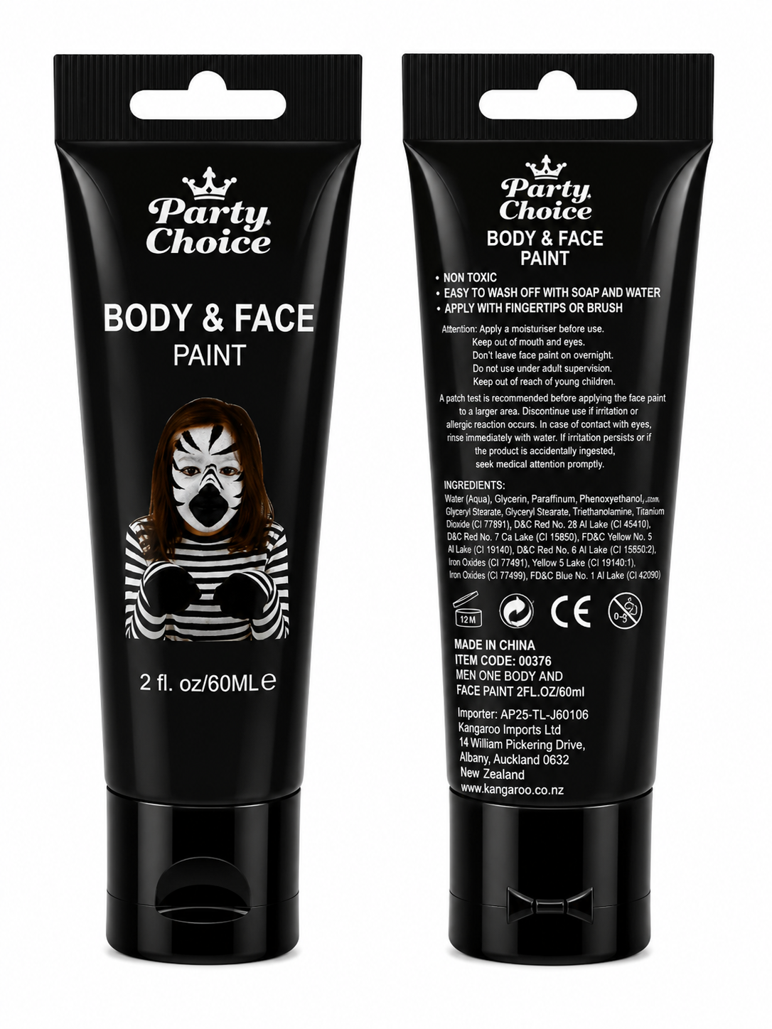 Party Choice Body & Face Paint 60ml - Black