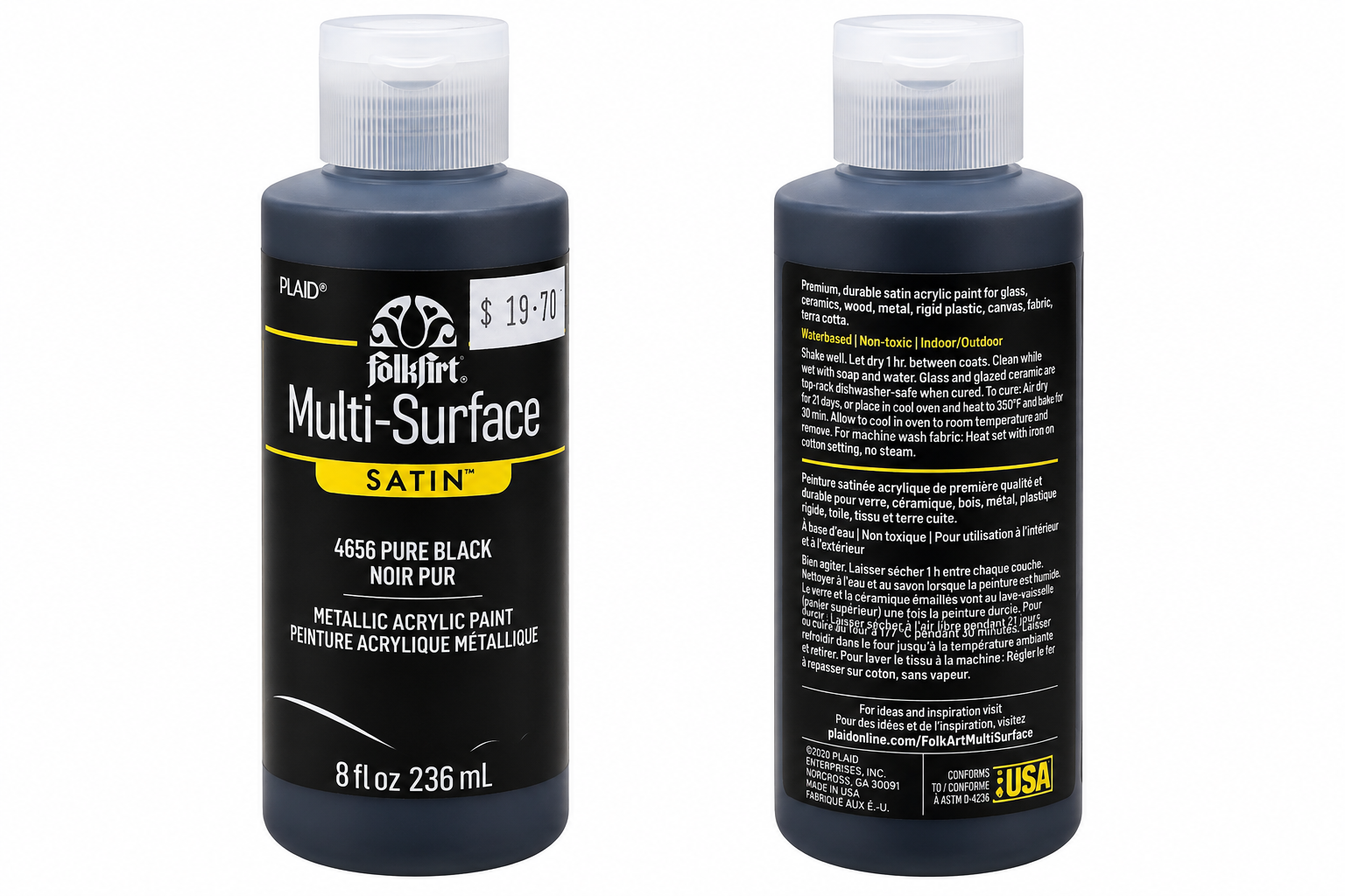 FolkArt Multi-Surface Satin Acrylic Paint
Pure Black 236ml