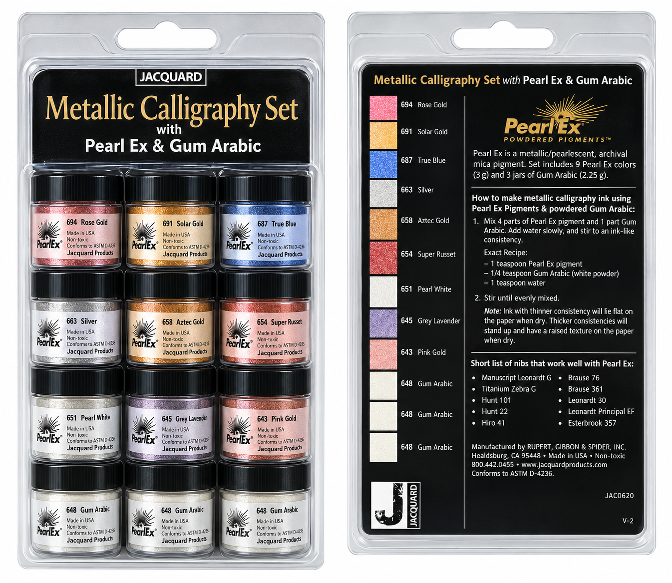 Jacquard Metallic Calligraphy Set with Pearl Ex & Gum Arabic