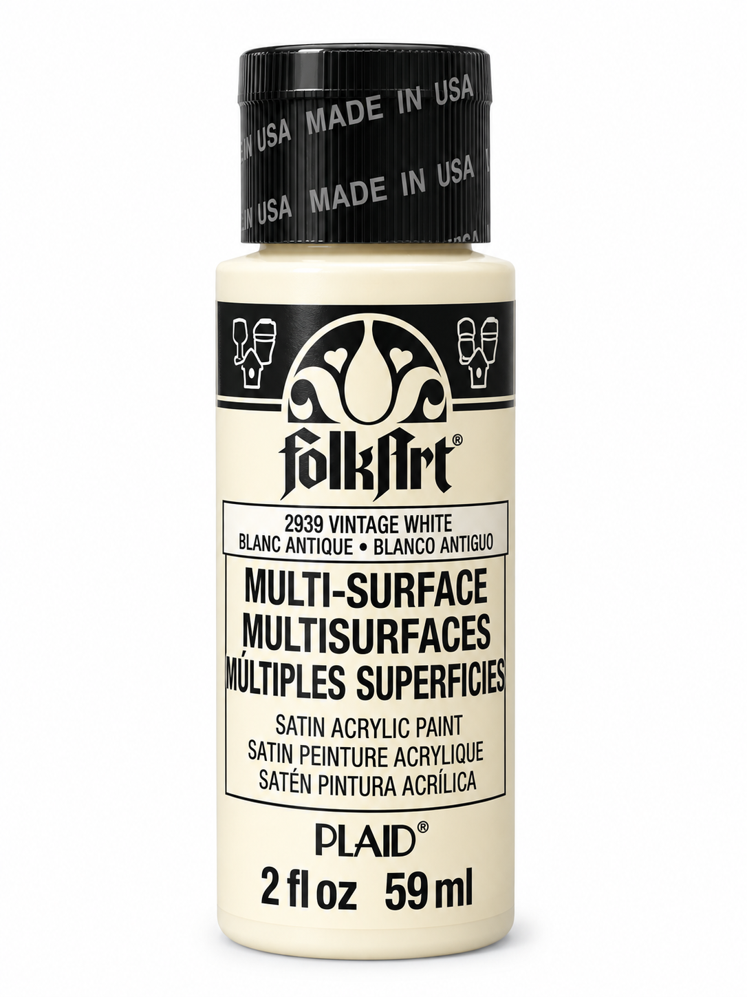 FolkArt Multi-Surface Satin Acrylic Paint Vintage White 59ml