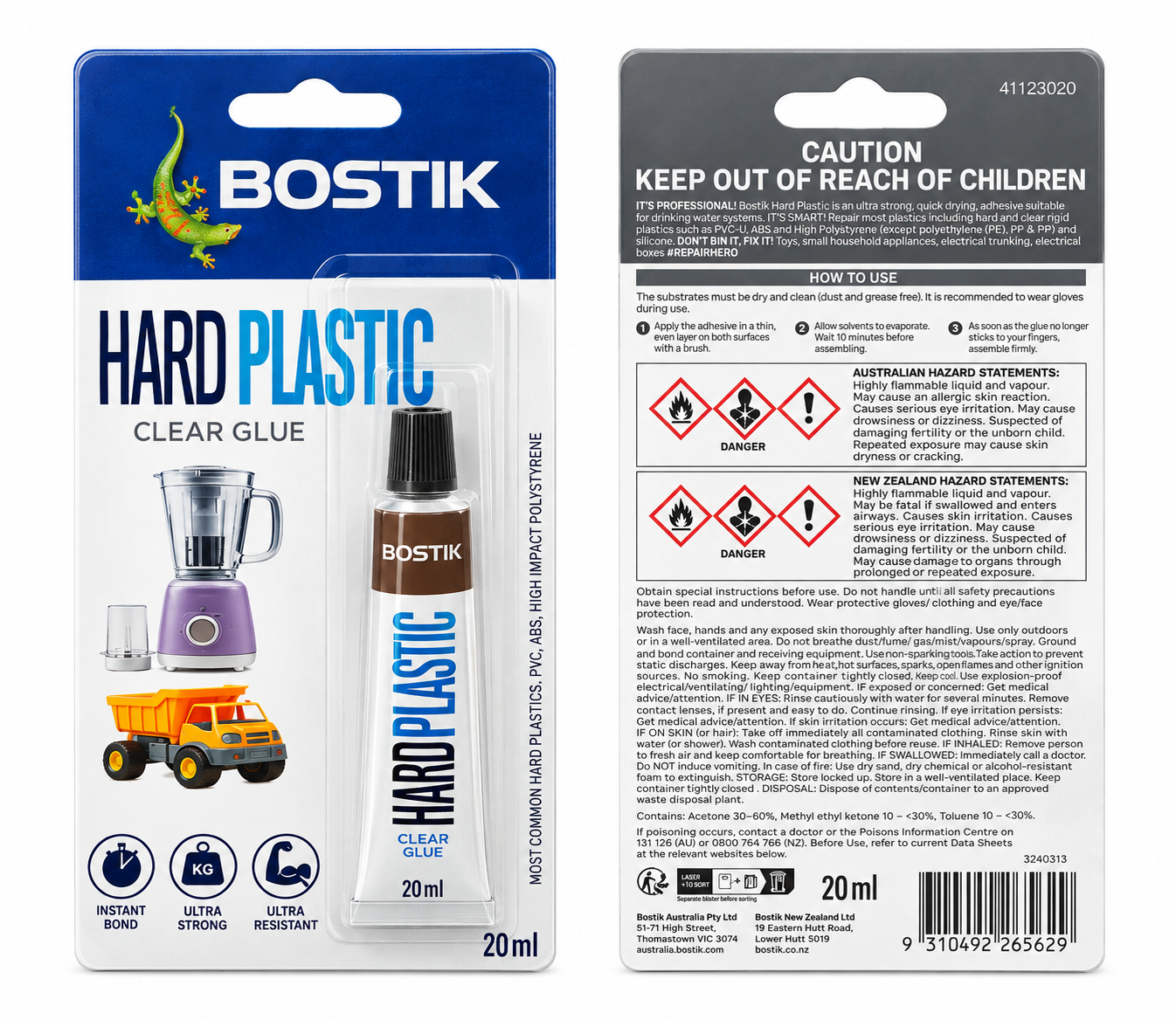 Bostik Hard Plastic Clear Glue 20ml