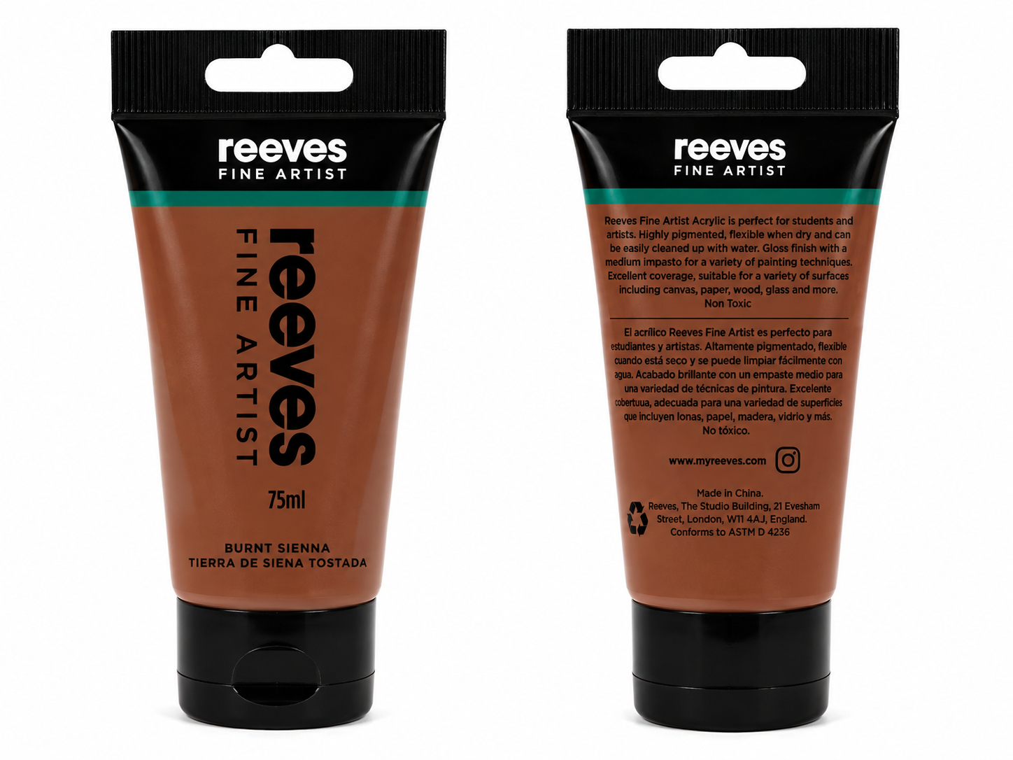 Reeves Acrylic Paint 75ml Burnt Sienna