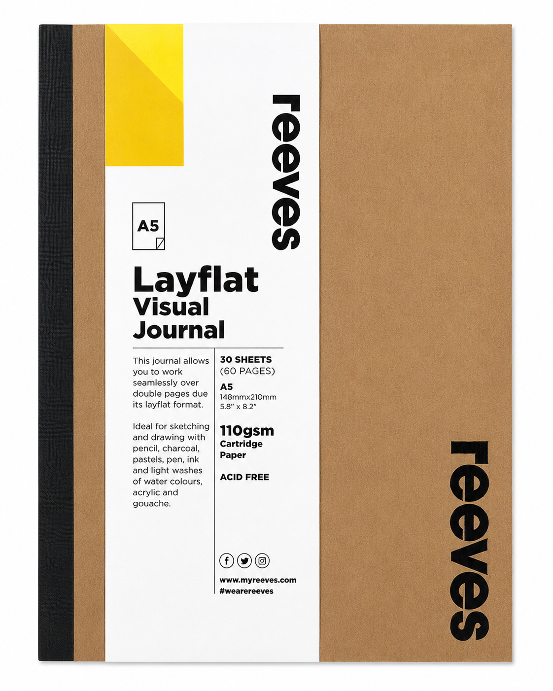 Reeves Layflat Visual Journal A5 Brown 110gsm