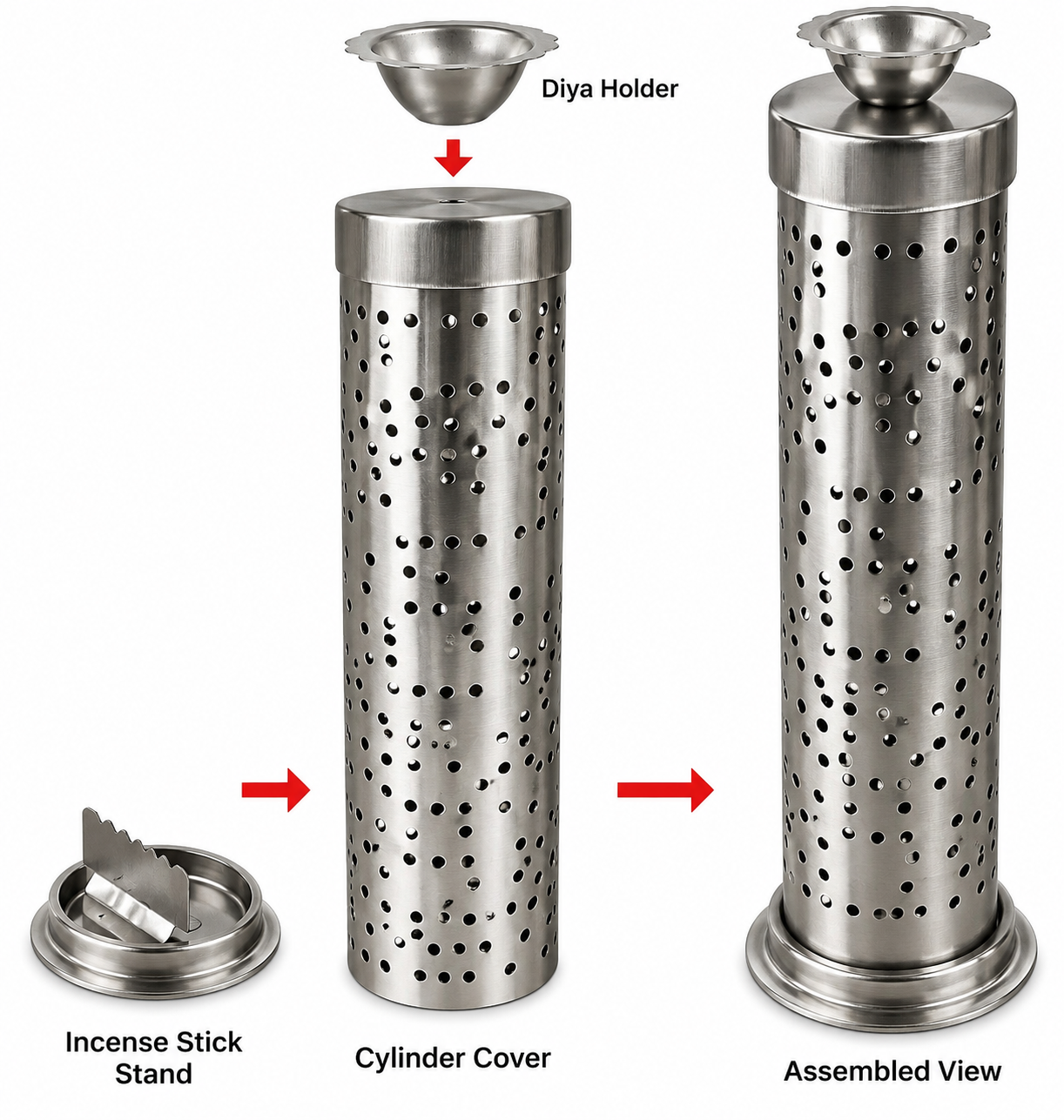 Stainless Steel Incense Stick & Diya Holder