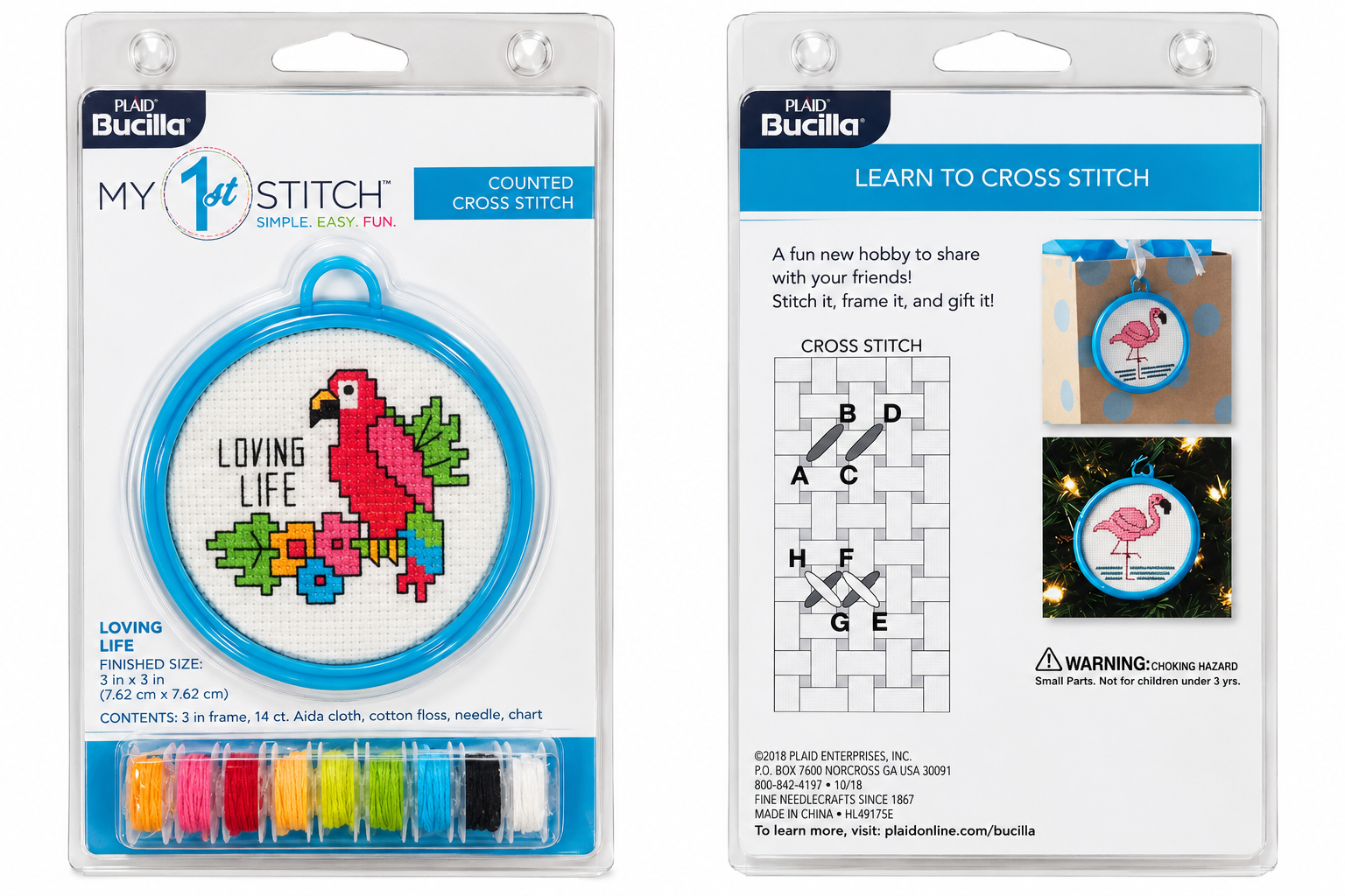 Bucilla My 1st Stitch Counted Cross Stitch Kit 3in - Loving Life